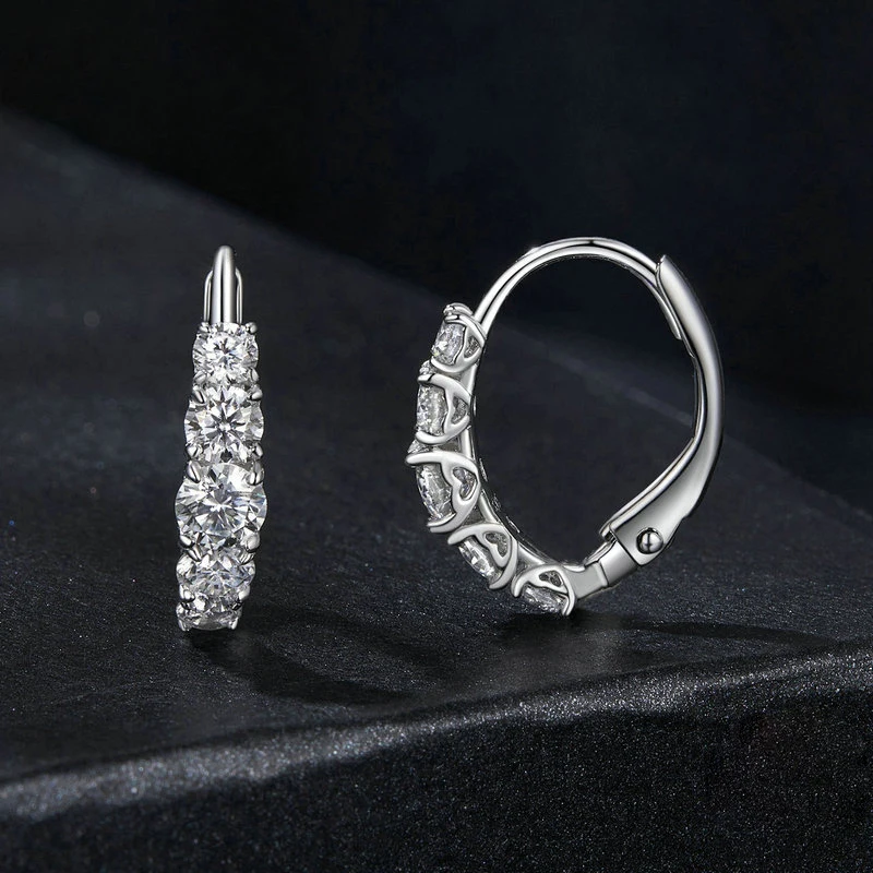 Real 925 Sterling Silver Luxury Clip Earrings D Color VVS1 Moisanite Lab Diamond Hoop Earrings Sparking Wedding Fine Jewelry