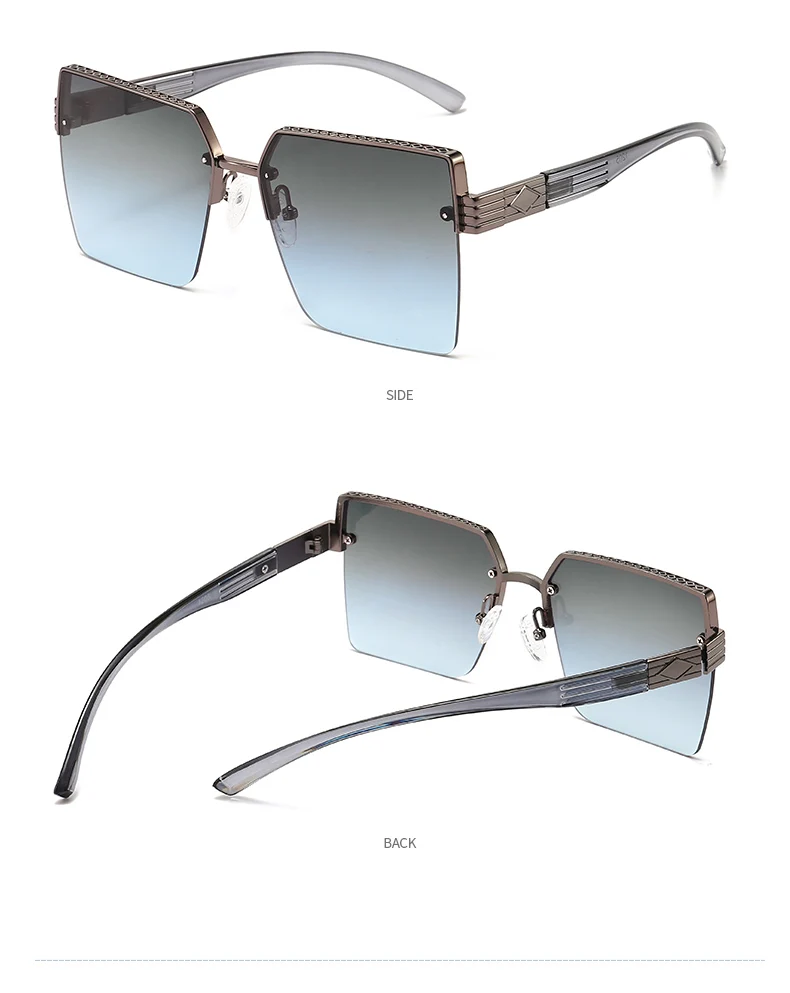 Neue Halbrahmen-Quadrat-UV-Schutz-modische Sonnenbrille Unisex Street Style Vielseitige Sonnenbrille 1205 – Detail 14