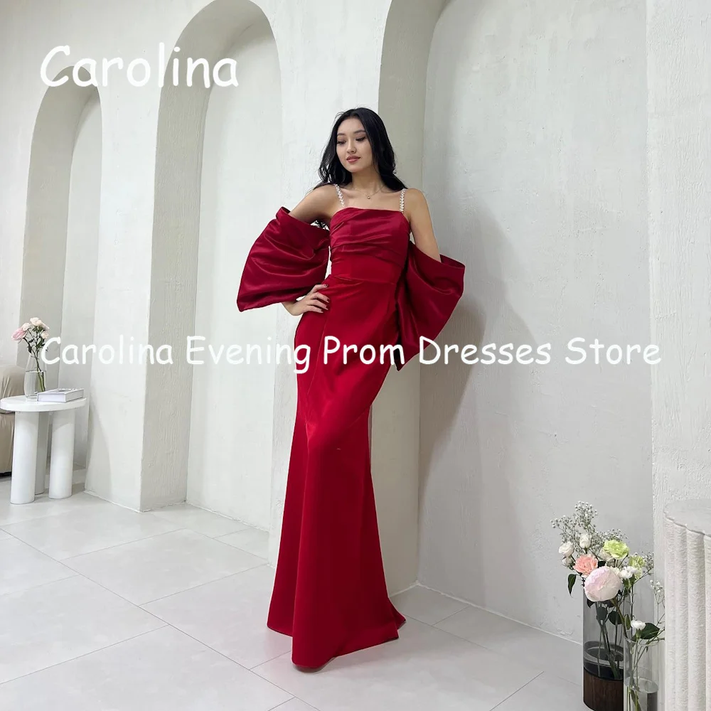 Carolina Satin Mermaid Boat Neck Floor-length Prom Gown luxury Evening Formal Elegant Pretty Party Dress for Women 2023