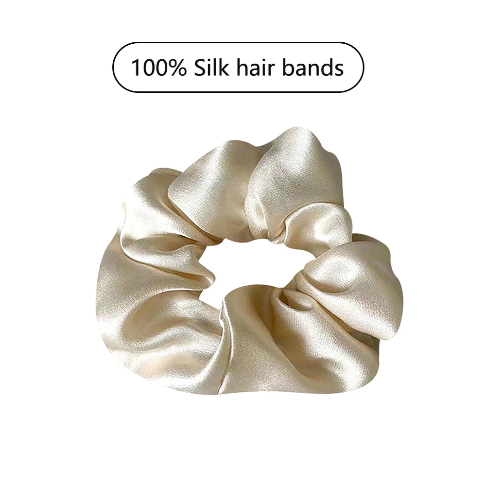 100% pure moerbeizijde grote scrunchies elastiekjes haarbanden gom elastieken eenvoudige pure kleur voor vrouwen meisjes 19 momme 3,5 cm