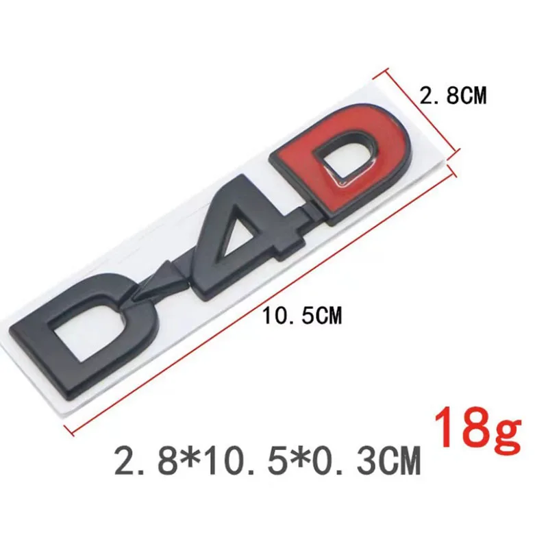 ​3D Metal Logo D4D Emblem Chrome Black Red Badge Self Adhesive Letters Decal Car Rear Trunk D4D Sticker Accessories