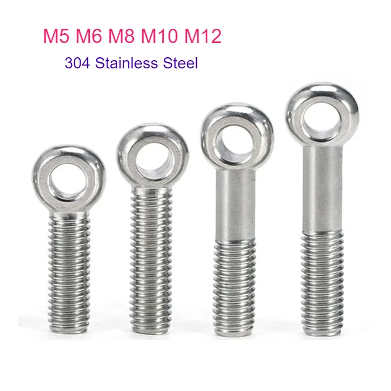 1/2pcs M5 M6 M8 M10 M12 304 Stainless Steel Ring Link Bolt Fisheye Eye Slip Hole Screw Live Bolt Fisheye With Hole