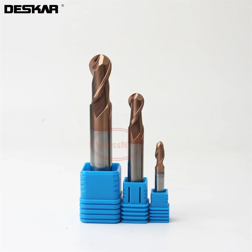 

DESKAR R4x8x20x100 R5x10x20x100 R6x12x25x100 R7x14x30x100 R8 R9 R10 Ball Nose Endmills，2F VHM End mill