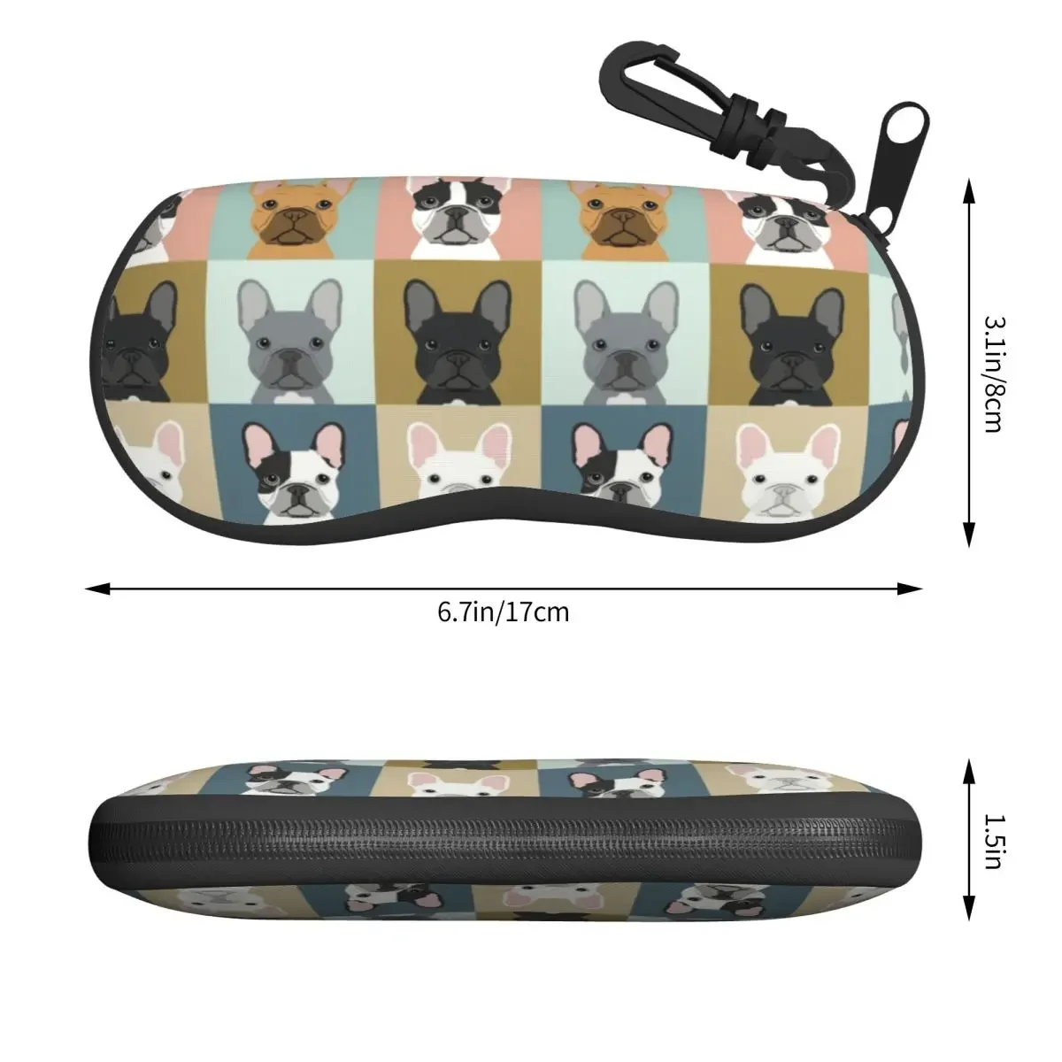 Custom French Bulldog Dog Love Animal Pet Puppy Frenchie Shell Glasses Case Unisex Cool Eyeglasses Case Sunglasses Protector Box