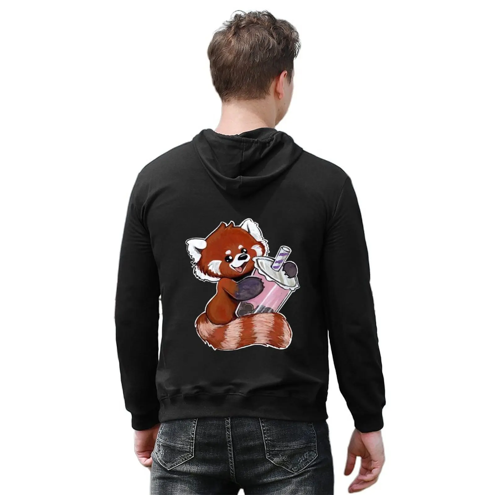 Boba tea red panda Hoodie mens clothes men's sweat-shirt fashion men clothes for men hoodie oversize