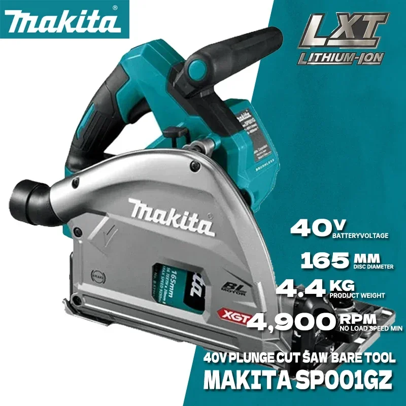 MAKITA SP001GZ 40V Lithium Plunge Cut Saw XGT Brushless Cordless AWS 165MM 4900RPM WoodWorking Power Tools For Makita SP001G