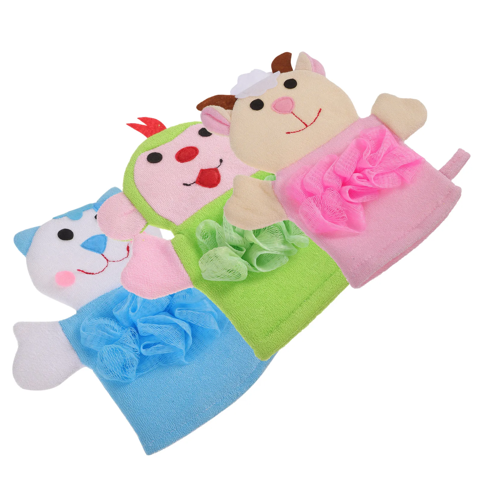 3pcs-adorable-animals-bath-gloves-kids-exfoliating-shower-mitt-soft-sponge-pe-mesh-for-toddlers-back-scrubbing-foaming