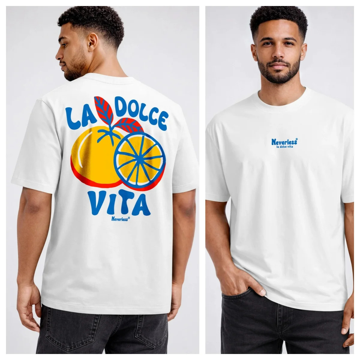 LA DOLCE VITA Loose Casual T-Shirt 100% Cotton Graphic Tee Men Women Summer Streetwear Top