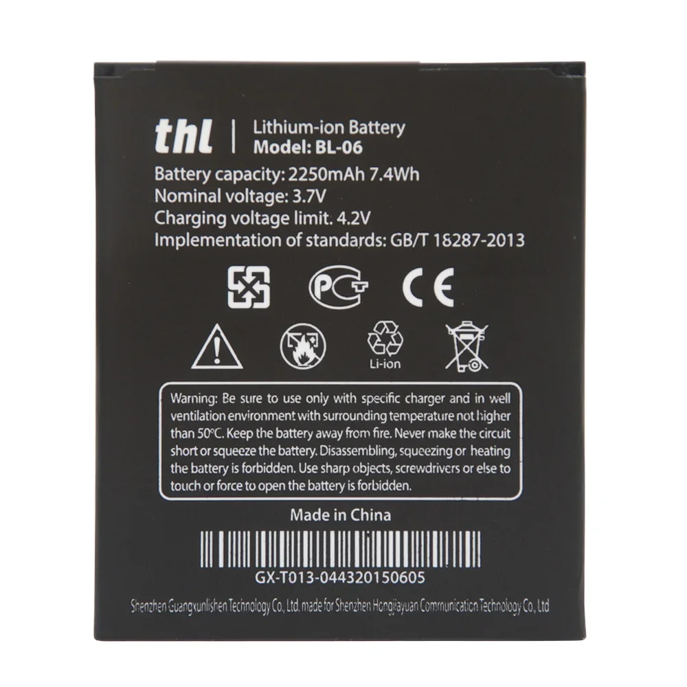 

Original THL T6/T6S/T6 Pro Battery 2250mAh Original Battery BL-06 BL06 for THL T6/T6S/T6 Pro Smartphone Replacement