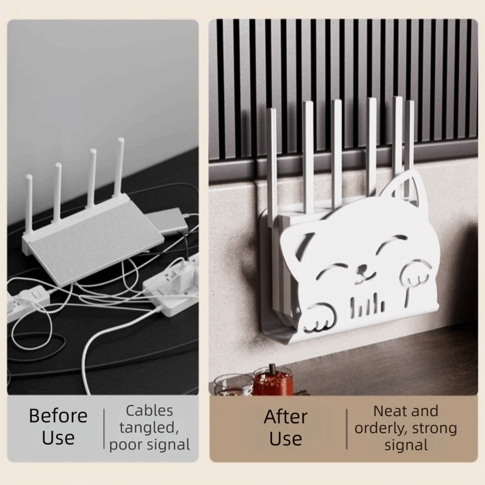 Decoration Plastic Router Stand Cat-Themed Wall-mounted Set-Top Box Wall-Mounted Bracket Home
