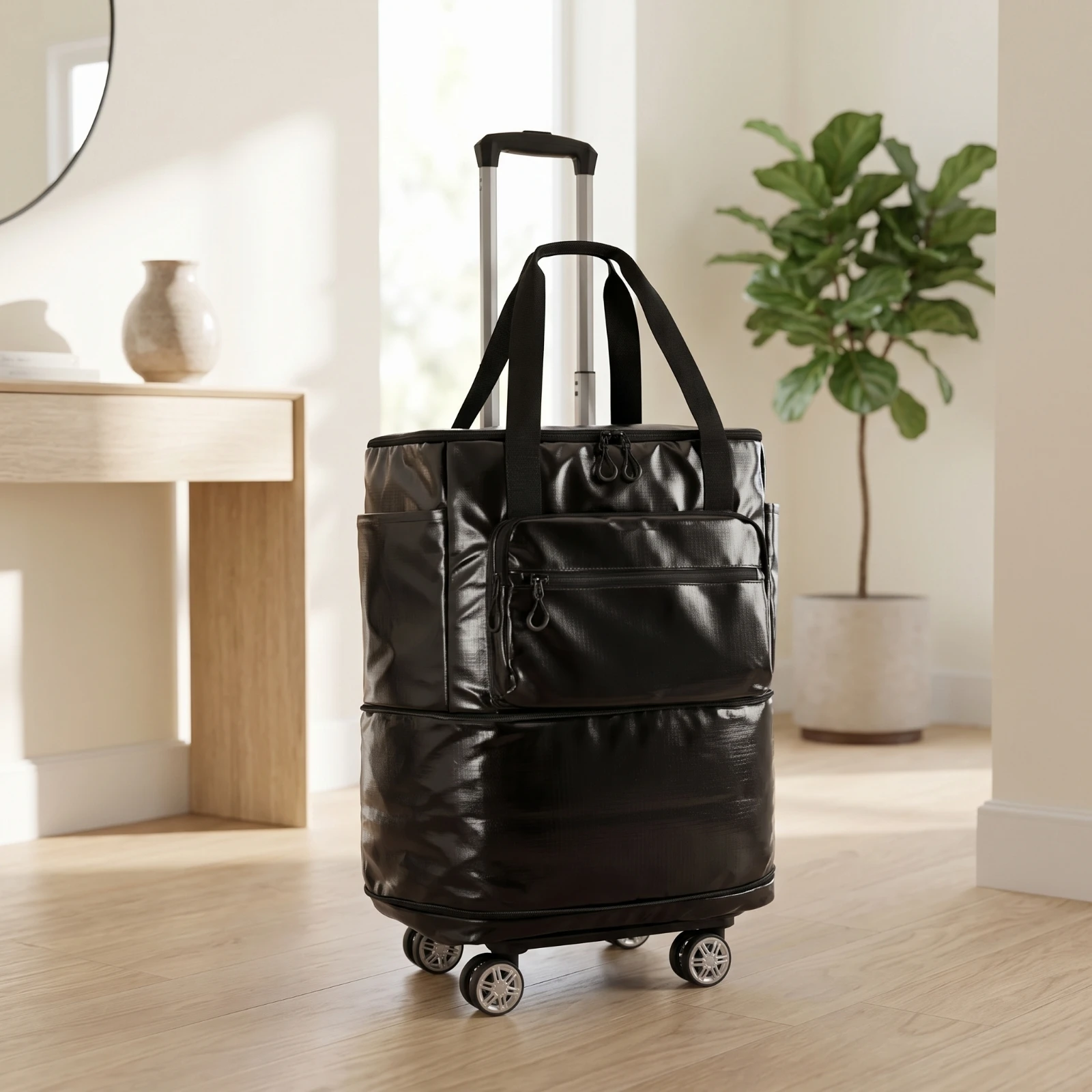 Wheeled Luggage with Telescoping Handle Organized Rolling Suitcase Luggage with Wheels Reinforced Travel Bag Large for Travelers