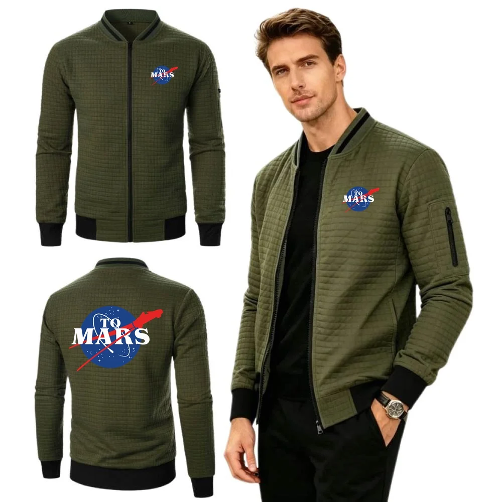 TO Mars Space Lover Jacket Daily Casual Sports Mens Sweatshirts Simplicity Baseball Collar Jersey Waffle Coat Youth Streetwear