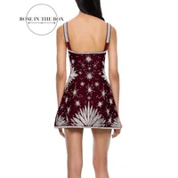ROSEINTHEBOX Robe de soirée en velours avec cristaux perlés, manches courtes, robes de soirée courtes pour femmes, robes en A-line personnalisées 6