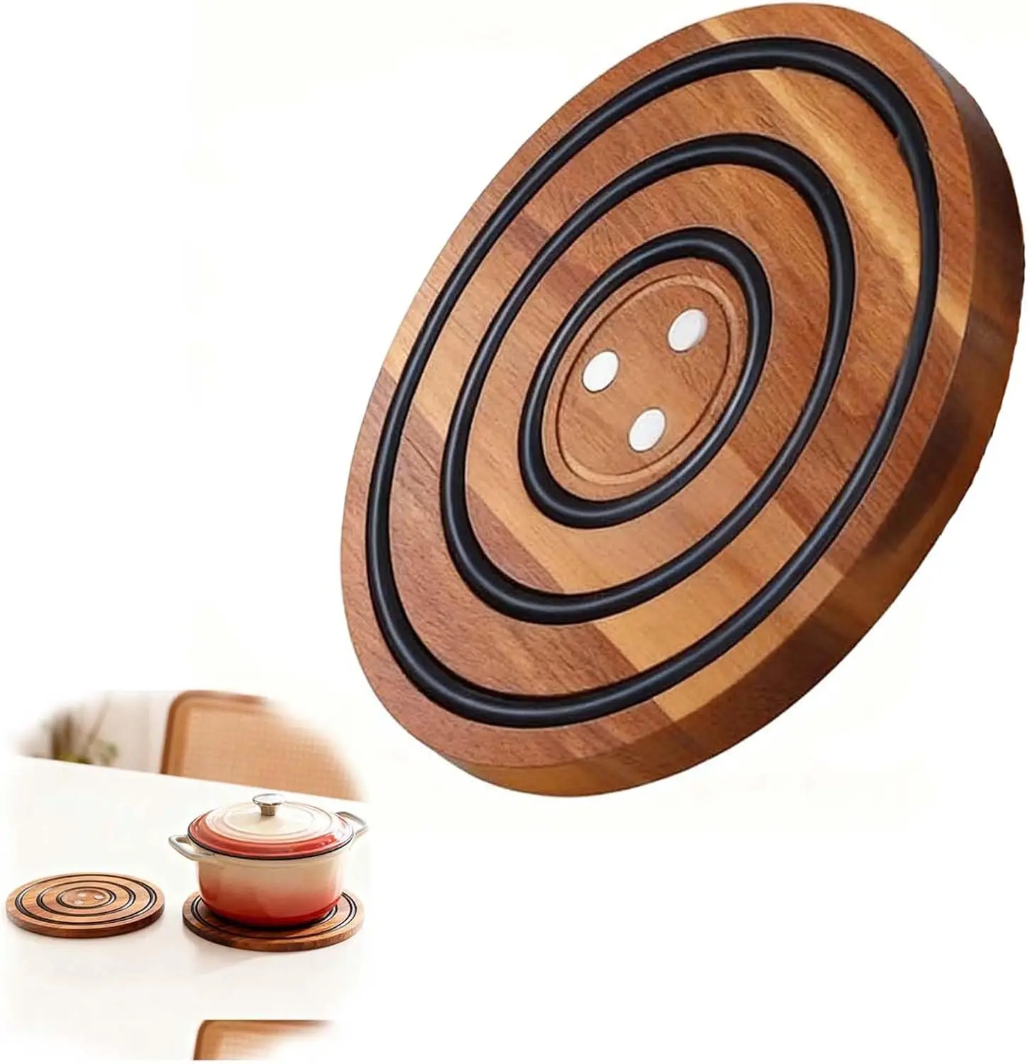 

Magnetic Heat Absorbing Round Wooden Sand Pot Pad Holder for Kitchen Hot Pots Pans Dish Non Slip Durable Easy Clean