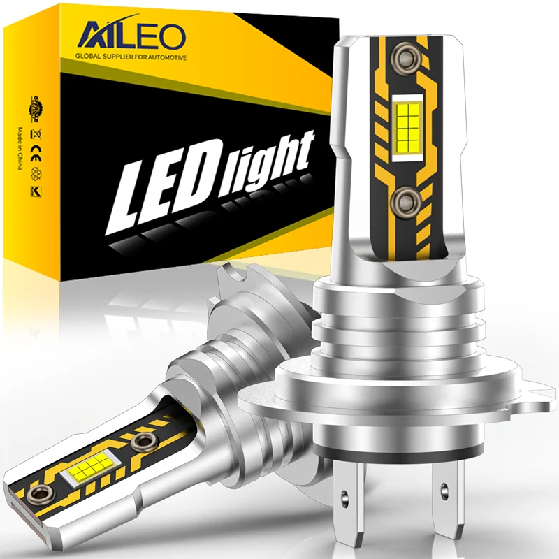 AILEO 2 PCS H7 LED H7 Headlight Bulb Fanless 1:1 Beam 300% Brighter 12V 60W 6000K 4300K Car Headlight Bulbs