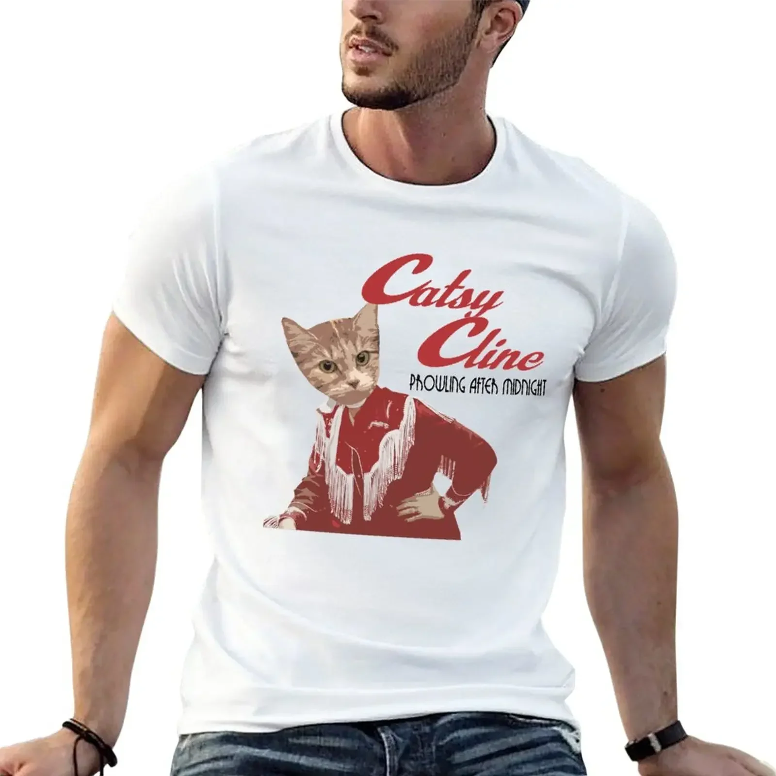 Catsy Cline Fitted T-Shirt plus size tops Short sleeve tee heavy weight t shirts for men