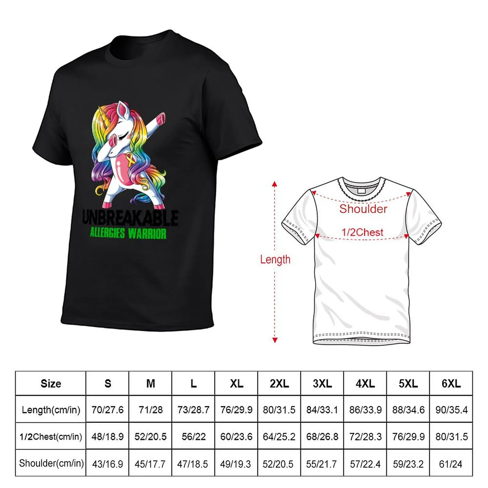 Allergies Awareness - Unicorn Allergies Warrior Ribbon UNBREAKABLE T-Shirt basketball graphic tees anime stuff t shirt for men