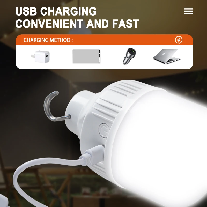 1/2/4/8 قطعة في الهواء الطلق USB قابلة للشحن LED مصباح لمبات سطوع عالية ضوء الطوارئ ربط التخييم فانوس محمول أضواء ليلية