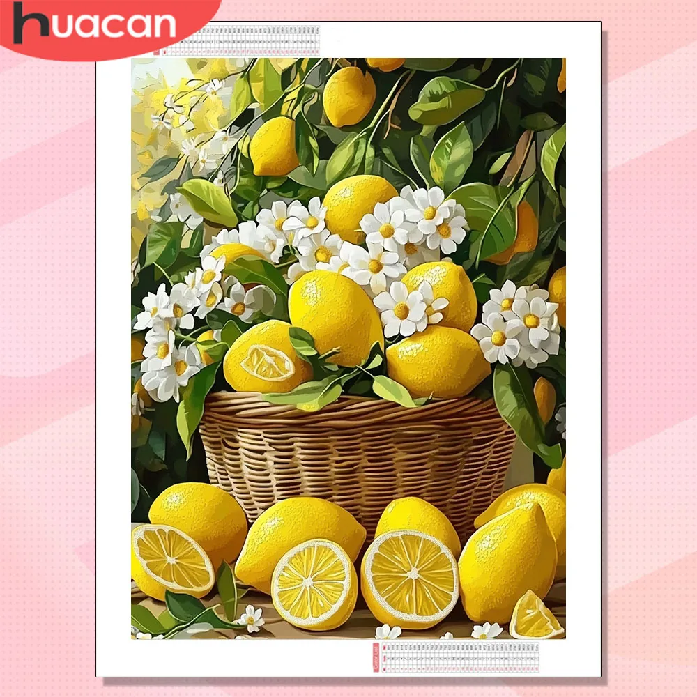 HUACAN Mosaico de Diamantes Nueva Colección: Fruta de Limón, Paisaje de Cocina, Regalo Único, Flores, Diamantes de Imitación, Arte y Manualidades para el Hogar