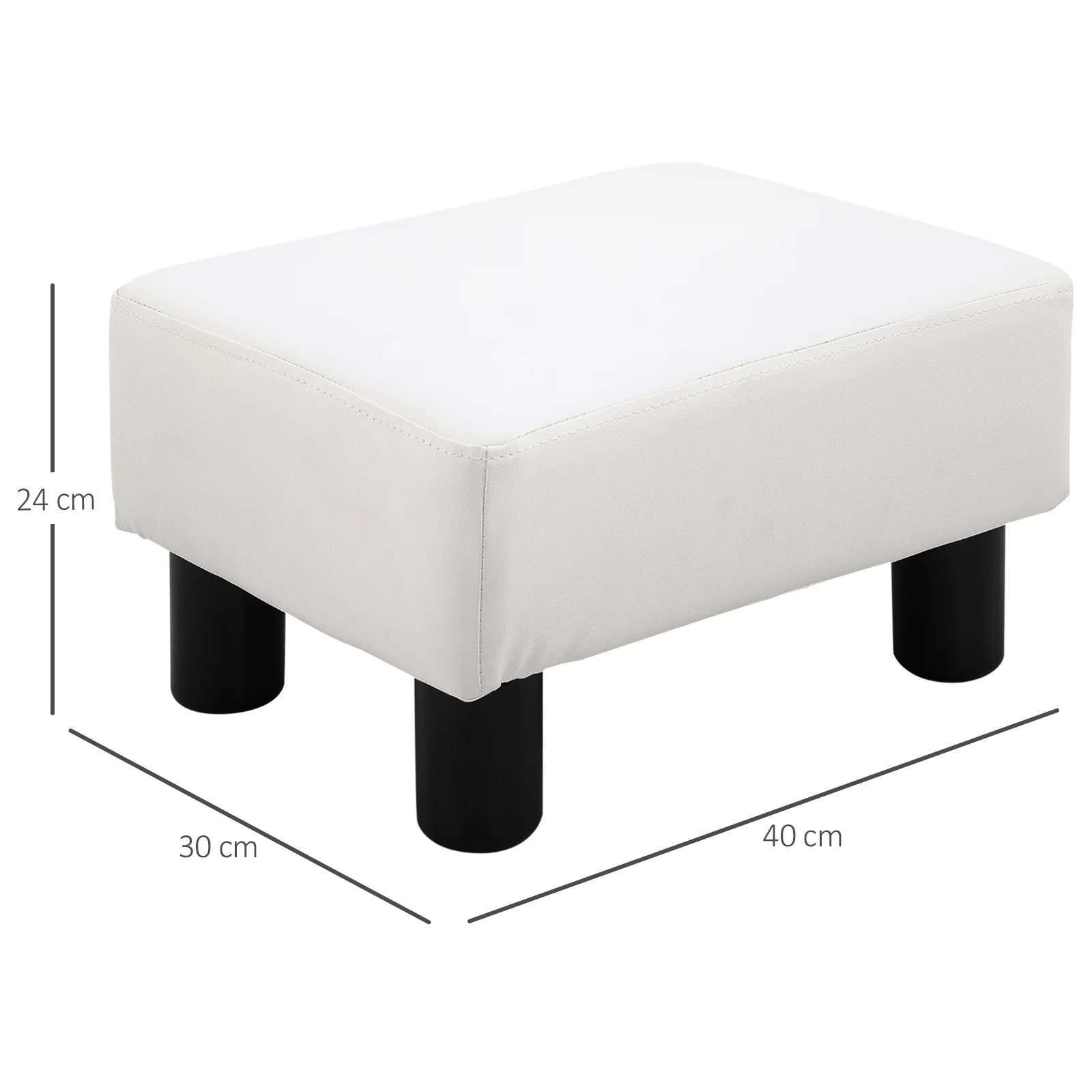 HOMCOM ottoman footrest upholstered in synthetic leather 40x30x24 cm White