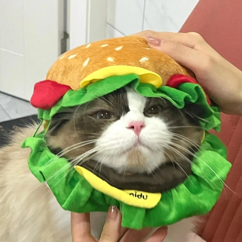 Halloween Pet Dog Burger Hood Collar Hat Cartoon Pet Fries Bib Messing with Weird Costumes Elisabeth Circle Cosplay Cat Costume