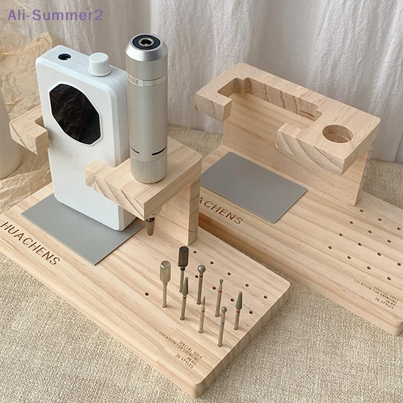 {Summer2} {Summer2} Nail Drill Machine Bits Wooden Holder For Nail Training Nail Art Accessories DIY Manicure Tools Storage Rack