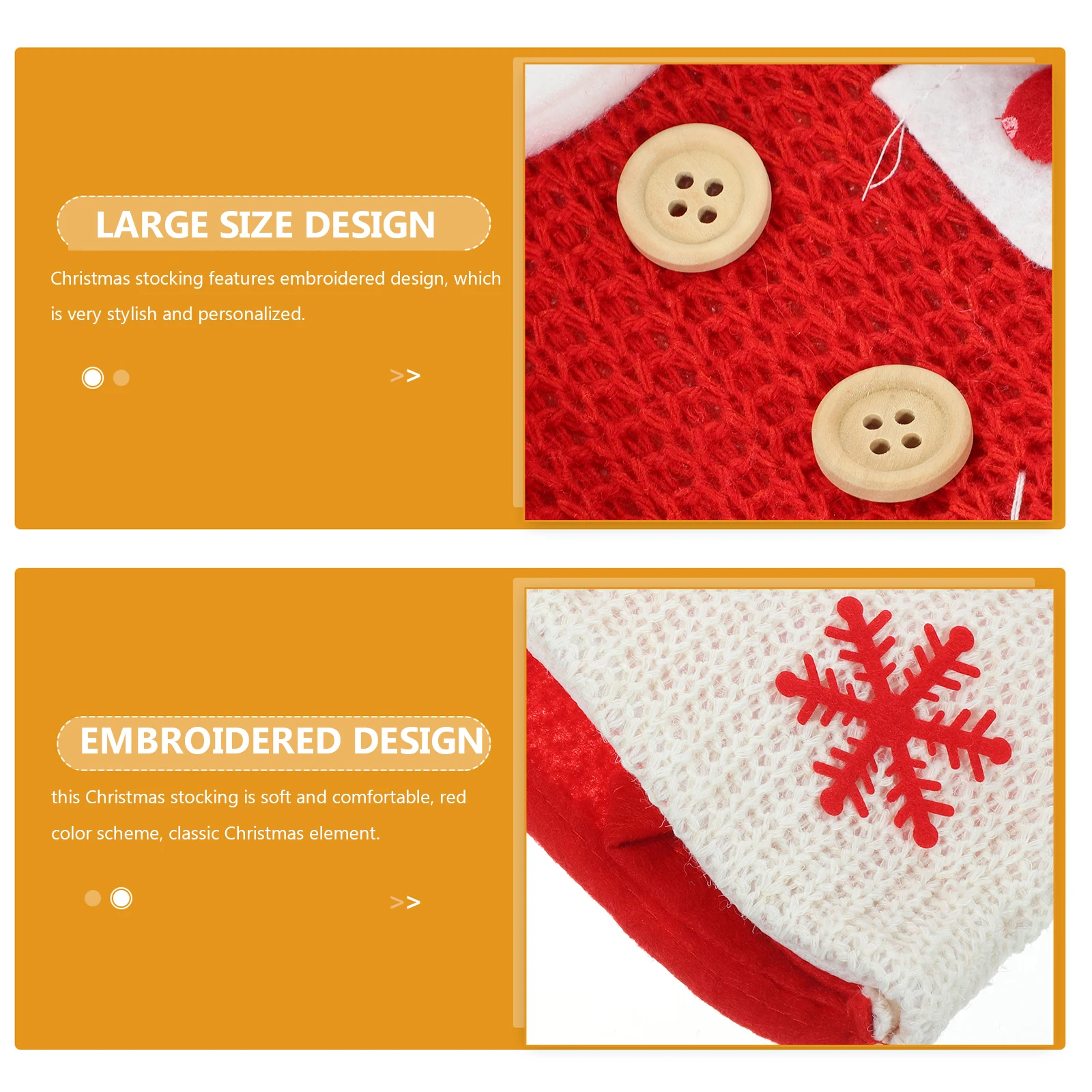 

Christmas Stocking Decoration Red Large Embroidered Hanging Xmas Gift Bag Candy Pouch Christmas Party Ornament Holiday Festive