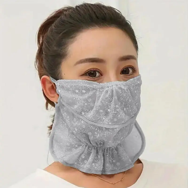 الصيف طوق الرقبة وشاح الحماية من الشمس قابل للتعديل تنفس ميناء قناع أناقة المرأة الأزهار طباعة تنفس غطاء الرقبة قناع #6