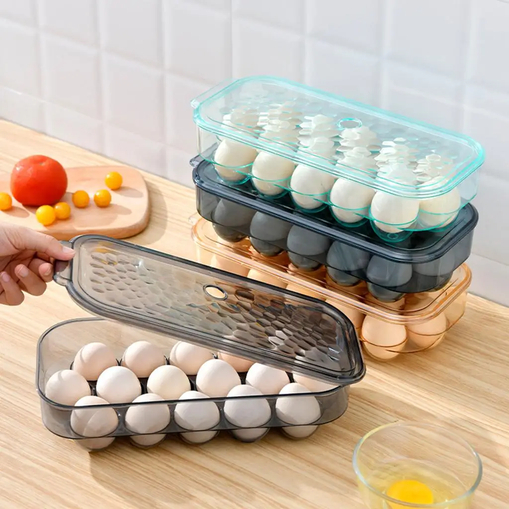 16 Grids Egg Holder-- Hardboiled Clear Stackable Dispenser for Girls Kitchen