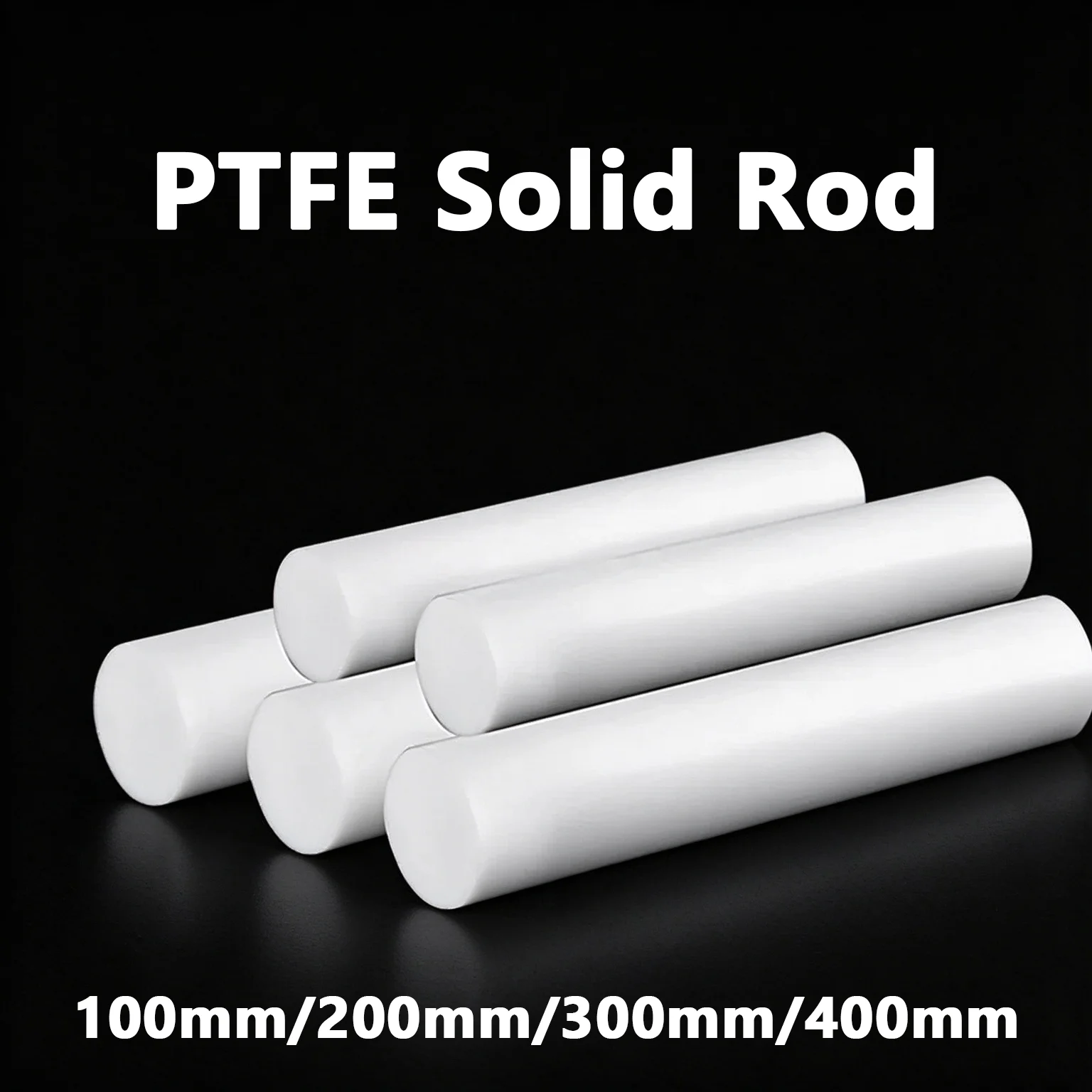 PTFE Round Bar Virgin Polytetrafluoroethylene Rod High Temp Anti-corrosion Solid Plastic Stick for CNC Machining 100-400m