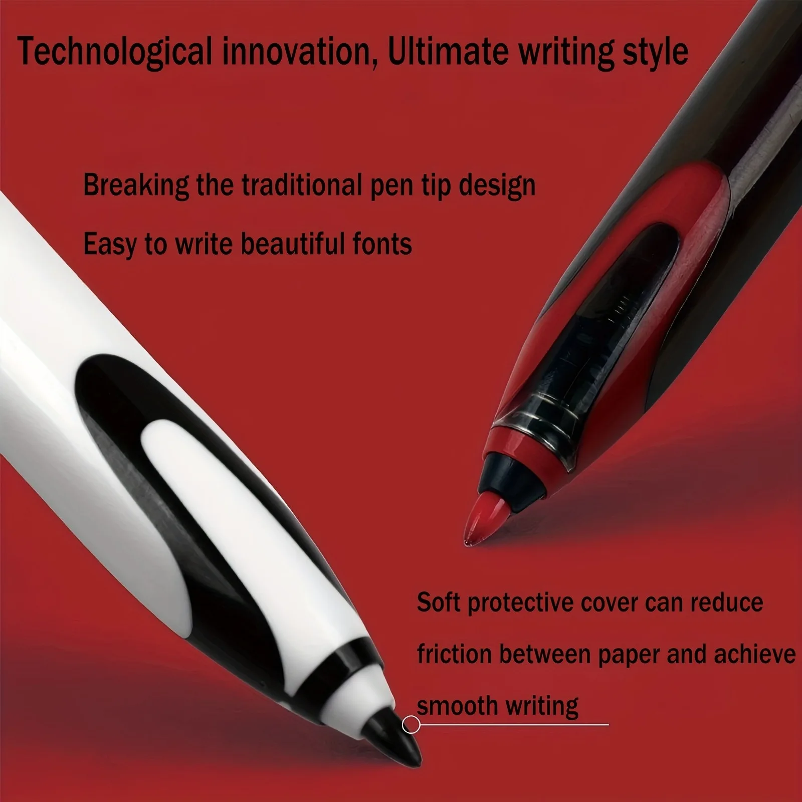 

1pc Black/Red Silent Press Neutral Pen 0.5mm Speed Drying Neutral Pen Ultimate Pen Tip Straight Liquid Control Ink
