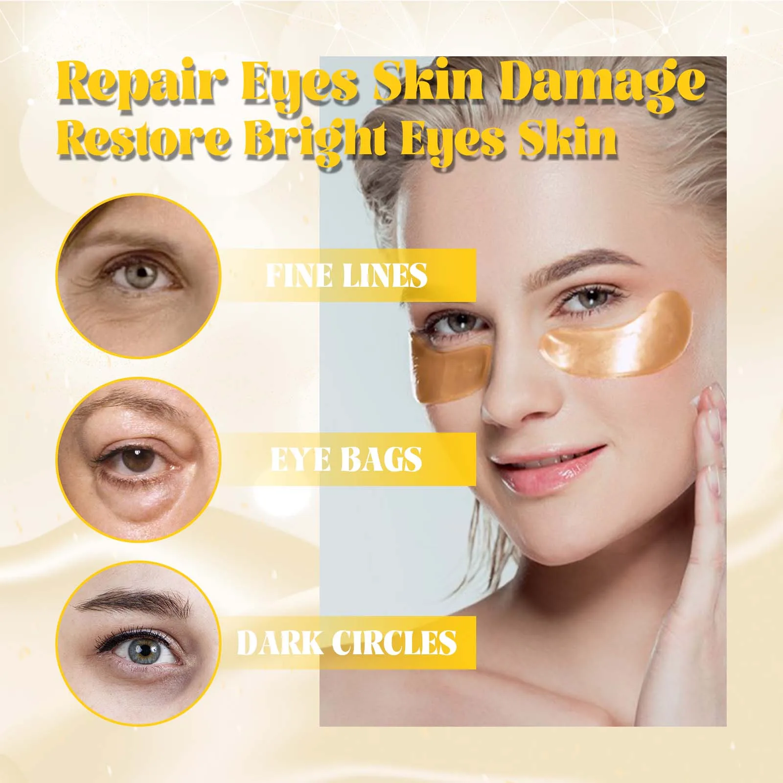 Masque contour des yeux au rétinol, anti-cernes, anti-poches, raffermissant, au collagène, hydratant, à l'aloe vera, réparateur et raffermissant, illuminateur. Patchs contour des yeux._voghion.com