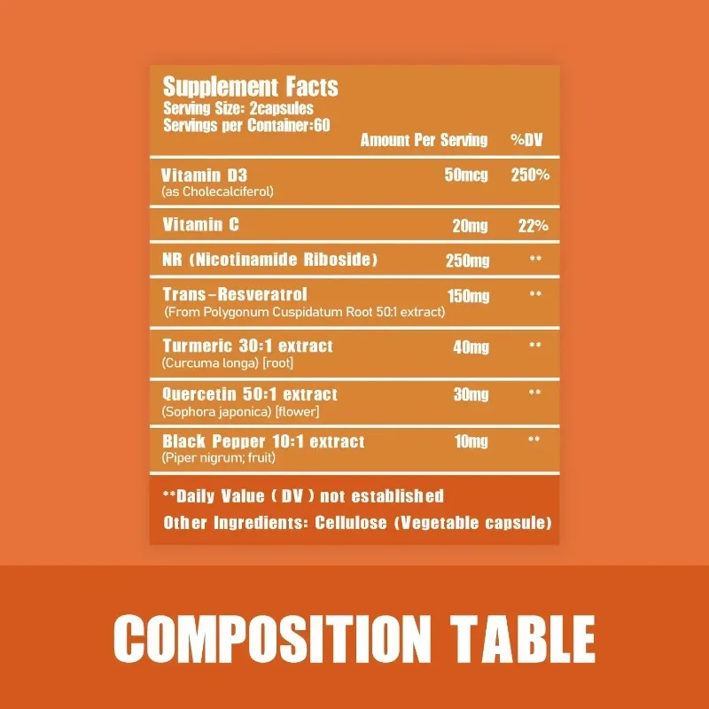 مكملات NAD، مكملات مع ريسفيراترول + فيتامين ب3، مكملات ناد بلس المعززة - تدعم الصحة الخلوية