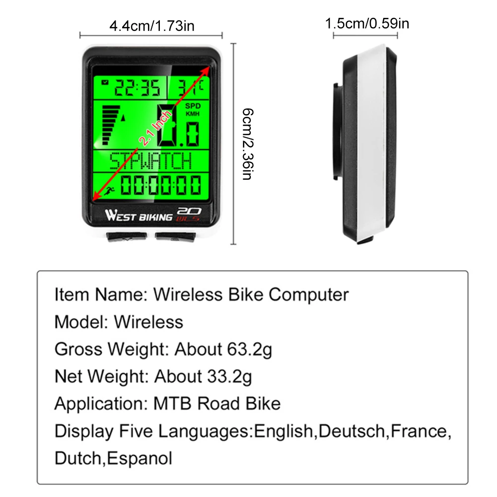 WEST BIKING Bicycle Cycling Computer Wireless Wired Waterproof Digital Bike Speedometer Odometer With Backlight Bike Stopwatch