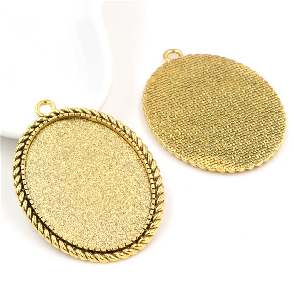 New Fashion 5pcs 30x40mm Inner Size 4 Colors Plated Simple Style Cabochon Base Setting Pendant