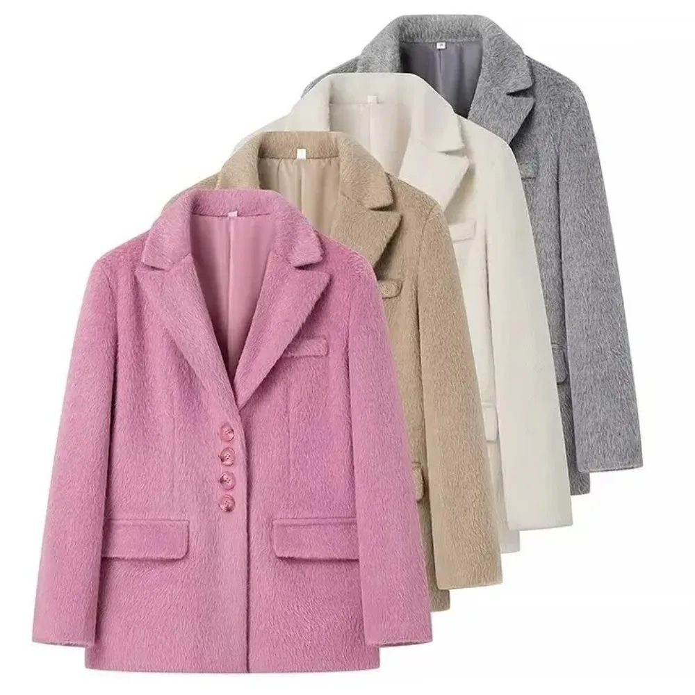 2025 Vrouwen Winter Blazer Jas Kraagvorm Warme Jas Kraagvorm Fashion Design Blazer Feminino Tops Kleding