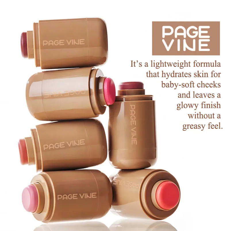 PAGE VINE Pocket Blush Stick Lip And Cheek Hydrating Stick Natural Rouge Powder Blush Cream Lipstick Cheek Easy To Apply Color image 3