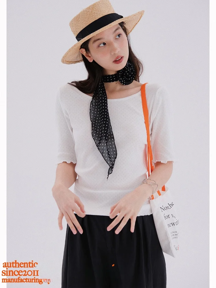 

Милая женская футболка с коротким рукавом и вырезами, приталенная, летняя, CRCHILD "Practical Sweetn" с деревянным дизайном