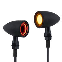 BOSYCY Motorcycle Bullet Front Rear Turn Signals LED Brake Tail-Lights 2 PCS, Retro Mini Lights Universal Fit Chopper Bobber