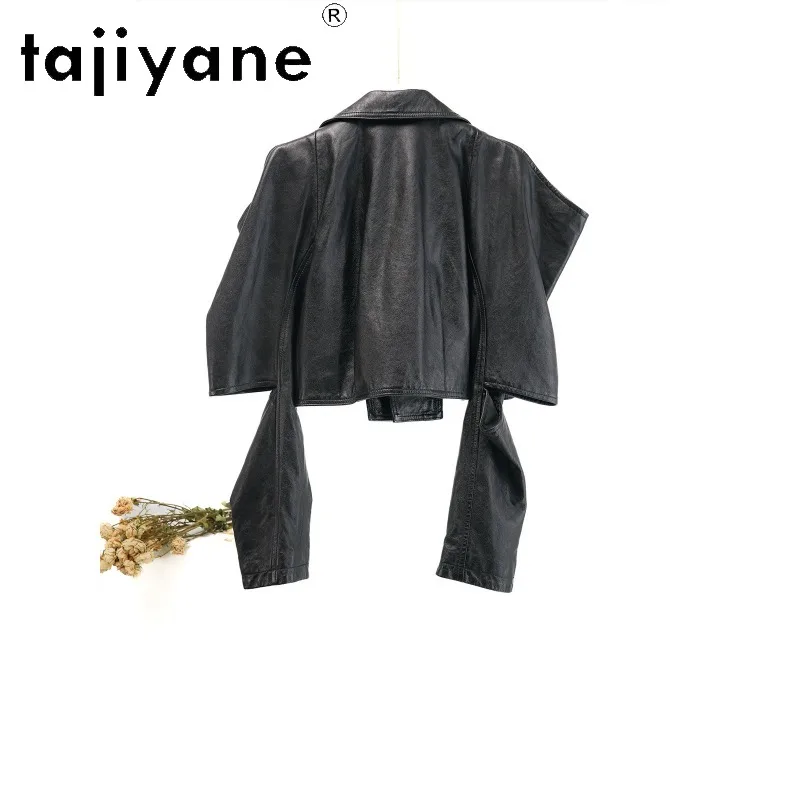 TAJIYANE Sheepskin Genuine Leather Jacket Woman Black Lapel Leather Coat Cropped Jacket for Woman Clothing Stylish Jaqueta 2026