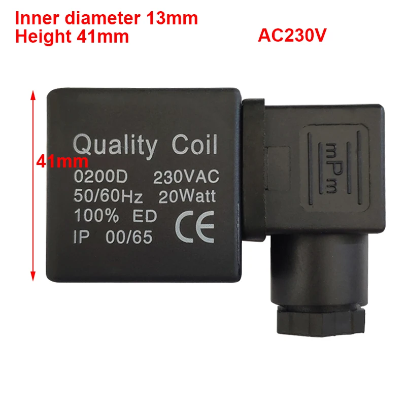 

Solenoid Valve Coil 0200D AC230V 20Watt Inner Hole 13mm Height 41mm Solenoid Drain Valve