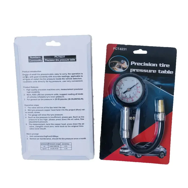 High Precision Automotive Tire Pressure Meter Multifunctional Tire Pressure Meter Long Hose Mechanical Pressure Meter
