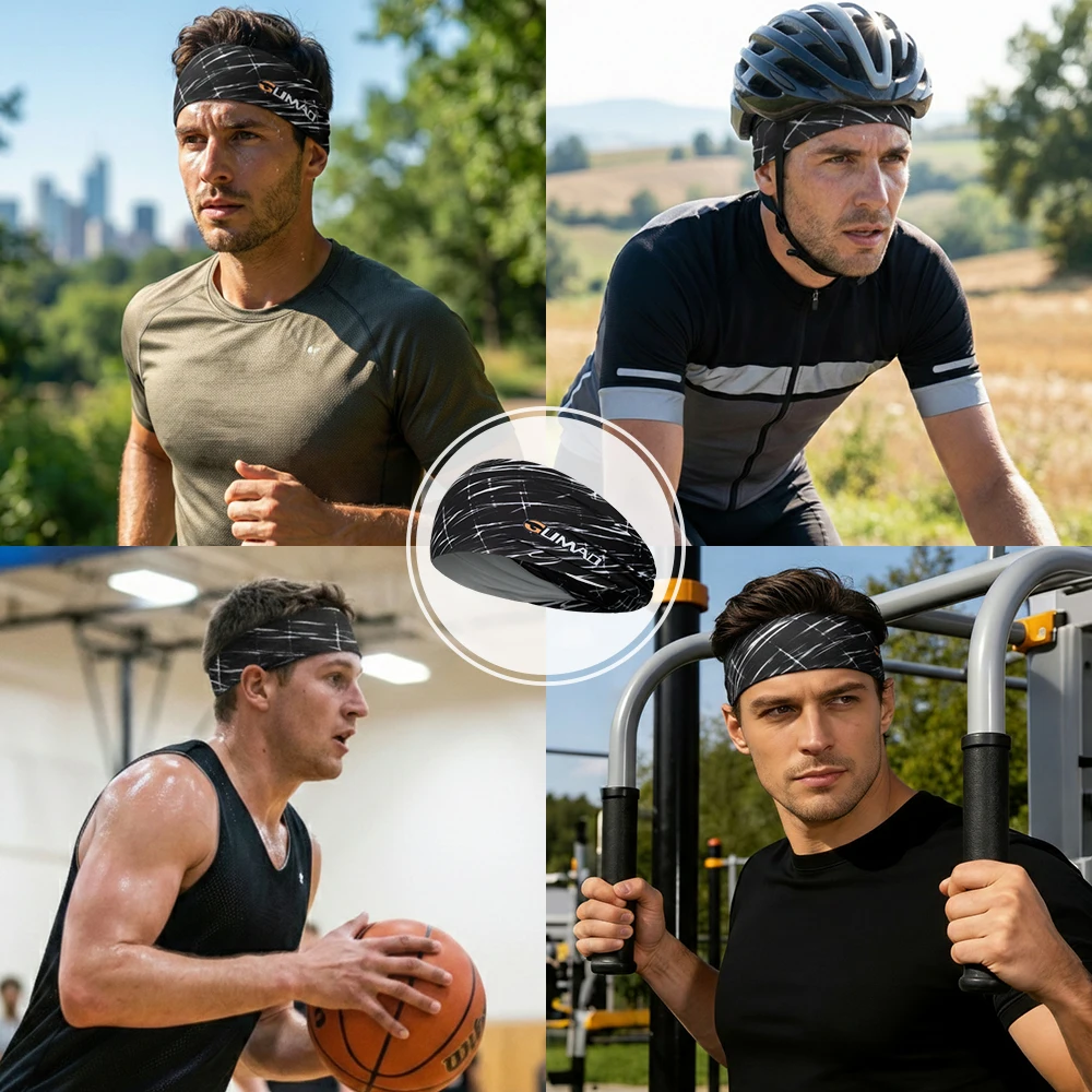 Sport Headband Sweatband Breathable Elastic Sweat Wicking Non Slip Tennis Running Yoga Gym Fitness Workout Hair Band Men Women S