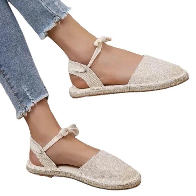 Fashion Zapatos Para Mujeres Heel Rope Womens Flats Lace-Up Espadrilles Summer Sandals Female Strap Shoe 2023 Tênis Chaussure