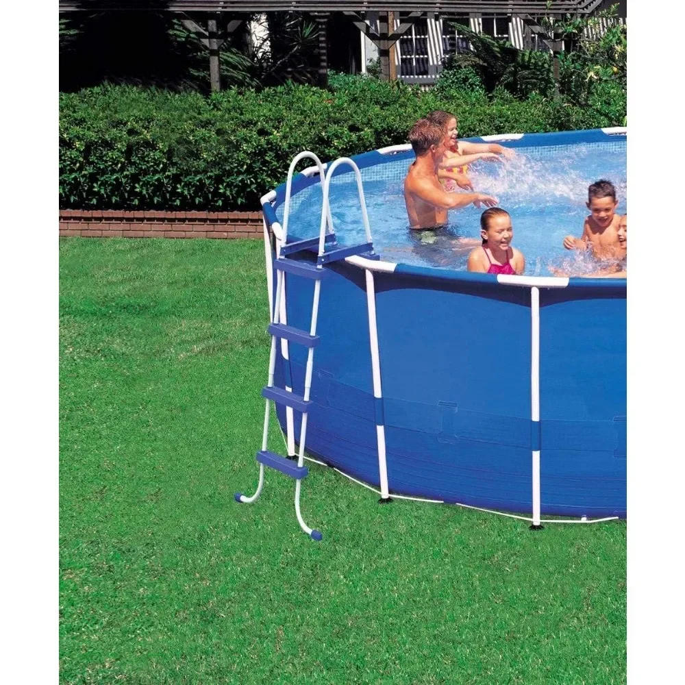 15ft X 48in Metal Frame Outdoor Above Ground Swimming Pool Set with Filter Pump, Ladder, Ground Cloth and Pool Cover