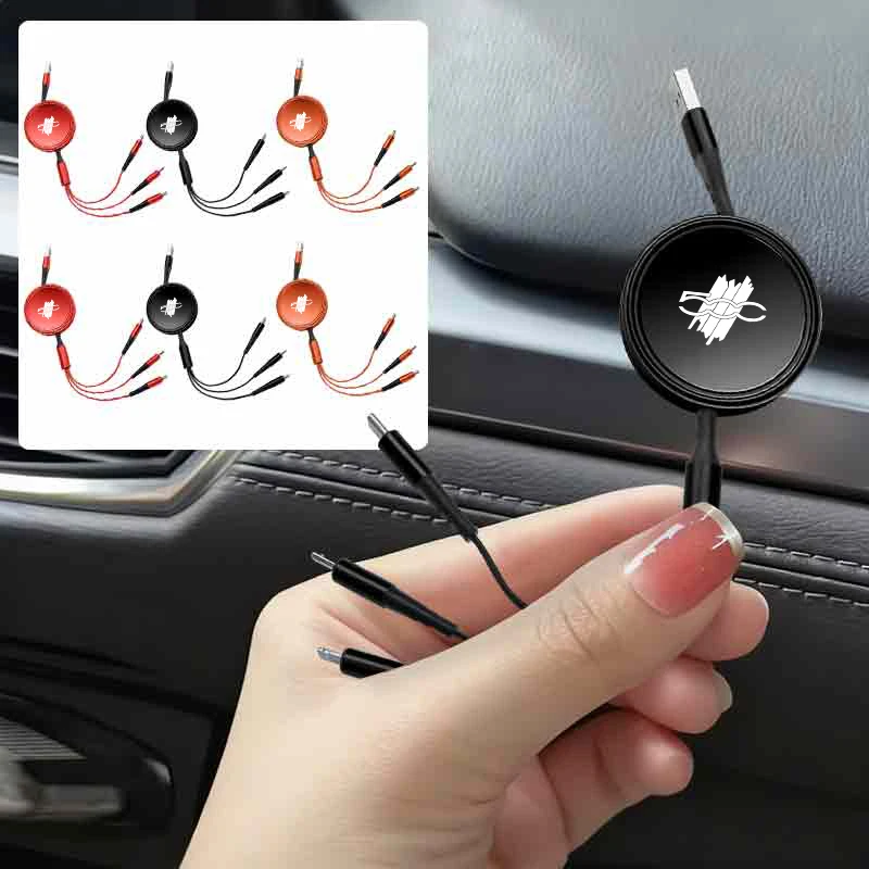 Cable de carga 3 en 1 de 100W para Xiaomi iPhone Cable cargador USB tipo C para FIAT 500 Grande Punto UNO Tipo Stilo Astra Bravo