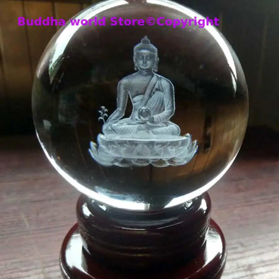 

Wholesale Buddhist supply HOME Altar Efficacious bless safe good luck health Medicine Tathagata buddha 3D Crystal ball talisman