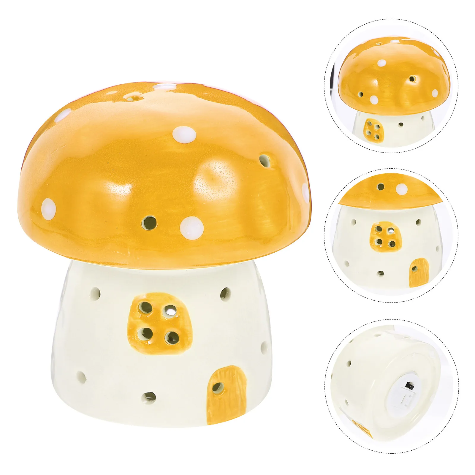 Ceramic Mushroom Night Light Rechargeable Soft Warm Glow for Bedroom Nursery Desk Decorative Table Lamp Eye Protection Bedside