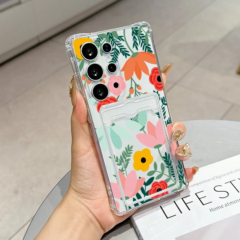 Pop Garden Pattern for Samsung Galaxy S25 Ultra S20 FE S21 S22+ S23 Plus S24 S26Edge softshell Transparent card pack phone case view 2