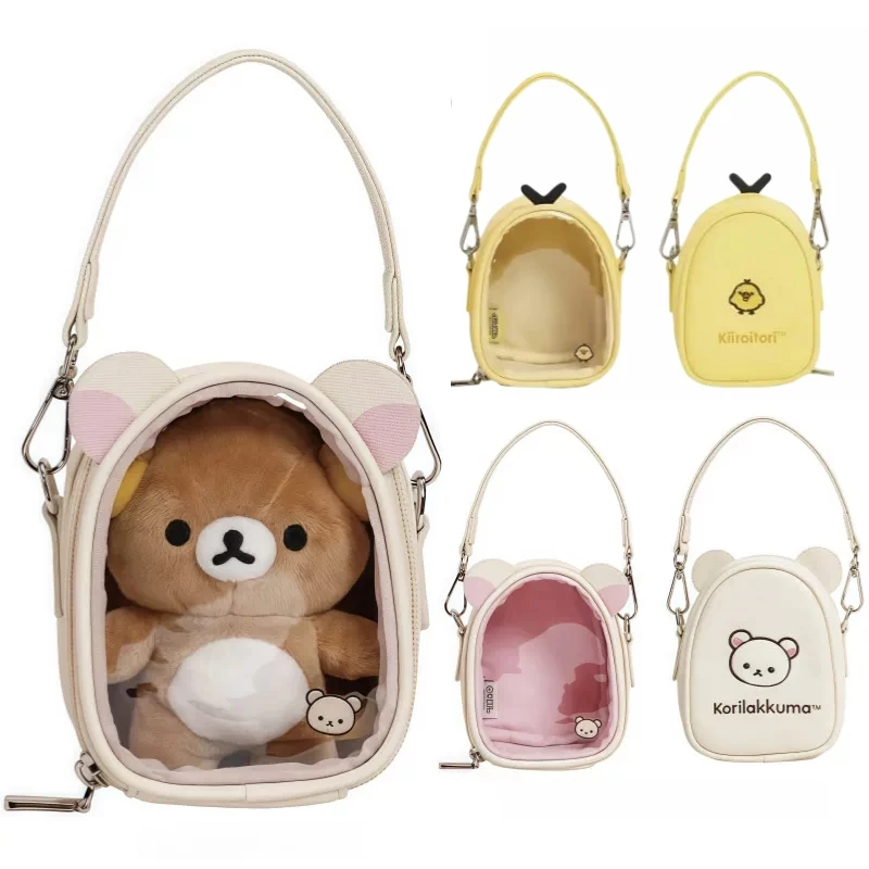 

Kawaii Rilakkuma Bear Sister Pendant Storage Bag Children Transparency Pu Coin Purse Key Bag Card Id Holder Small Wallet Gift